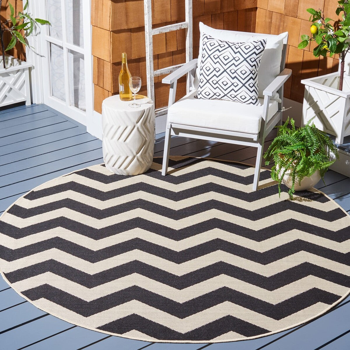  Safavieh Courtyard 6245 Indoor / Outdoor Rug - Blue / Beige - Bonton