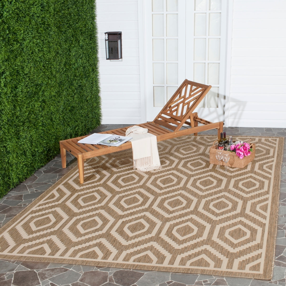  Safavieh Courtyard 6902 Indoor / Outdoor Rug - Navy / Beige - Bonton