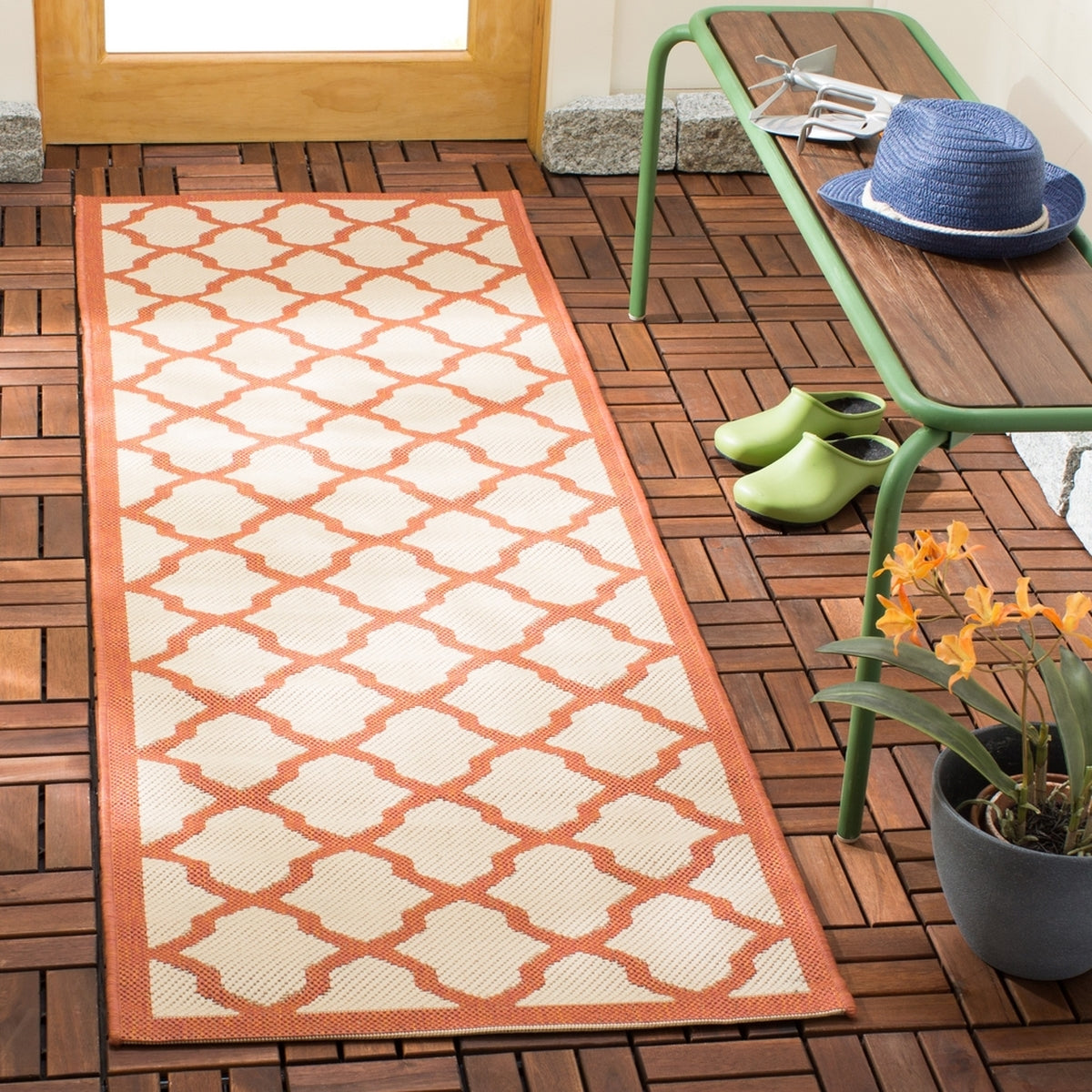  Safavieh Courtyard 6903 Indoor / Outdoor Rug - Red / Bone - Bonton