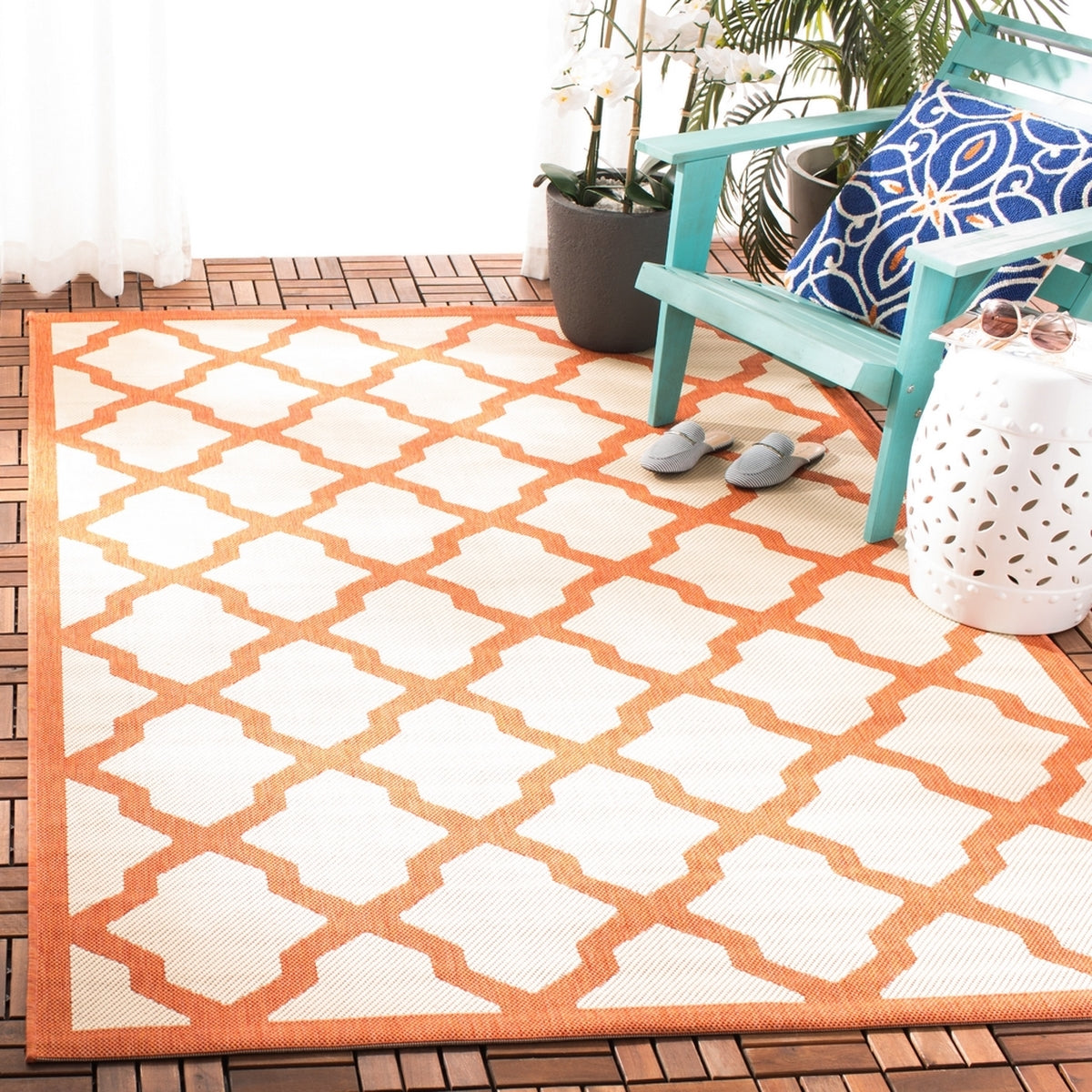  Safavieh Courtyard 6903 Indoor / Outdoor Rug - Red / Bone - Bonton