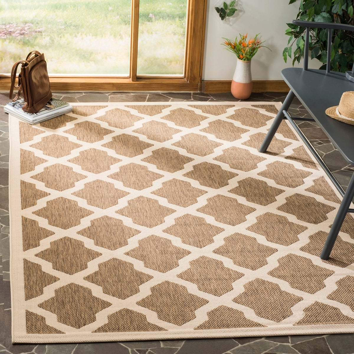  Safavieh Courtyard 6903 Indoor / Outdoor Rug - Red / Bone - Bonton