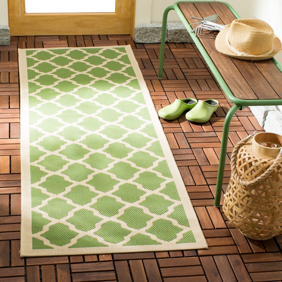  Safavieh Courtyard 6903 Indoor / Outdoor Rug - Green / Beige - Bonton