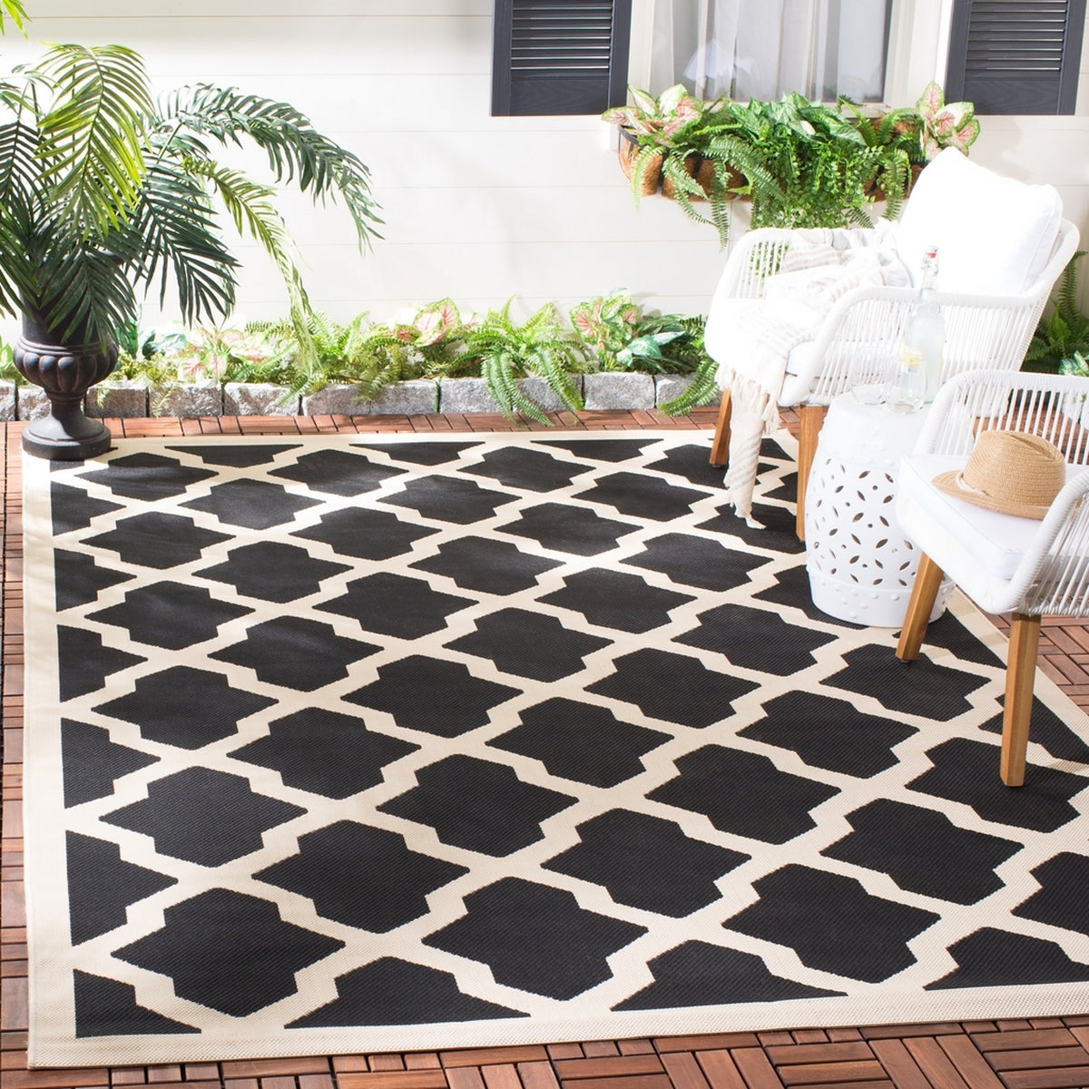  Safavieh Courtyard 6903 Indoor / Outdoor Rug - Brown / Bone - Bonton