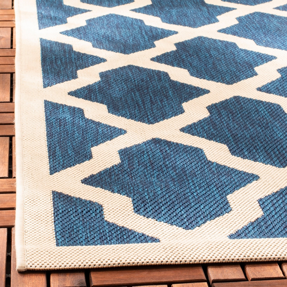  Safavieh Courtyard 6903 Indoor / Outdoor Rug - Blue / Beige - Bonton