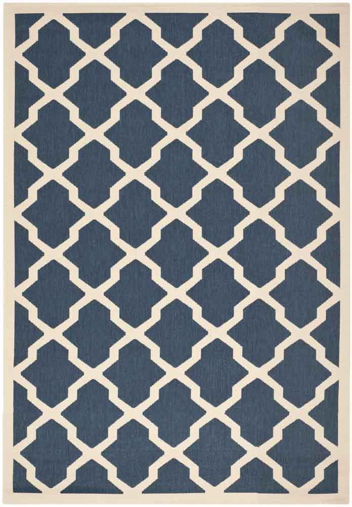  Safavieh Courtyard 6903 Indoor / Outdoor Rug - Blue / Beige - Bonton