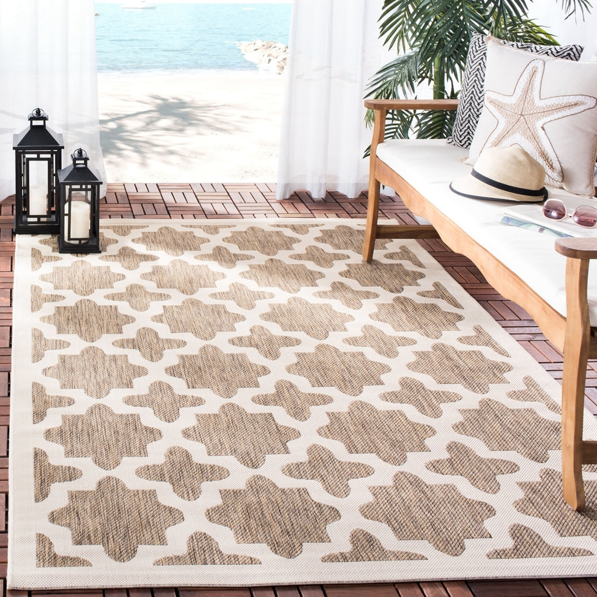  Safavieh Courtyard 6913 Indoor / Outdoor Rug - Blue / Beige - Bonton