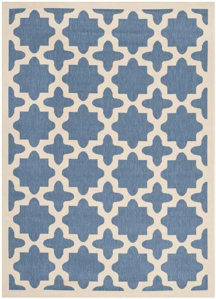  Safavieh Courtyard 6913 Indoor / Outdoor Rug - Blue / Beige - Bonton