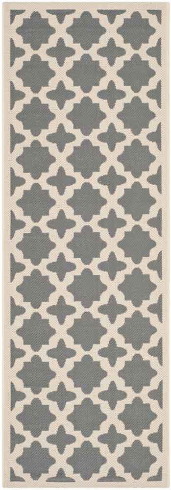  Safavieh Courtyard 6913 Indoor / Outdoor Rug - Anthracite / Beige - Bonton