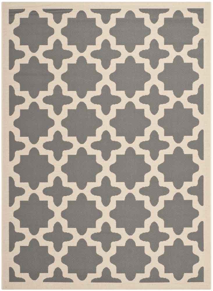  Safavieh Courtyard 6913 Indoor / Outdoor Rug - Anthracite / Beige - Bonton