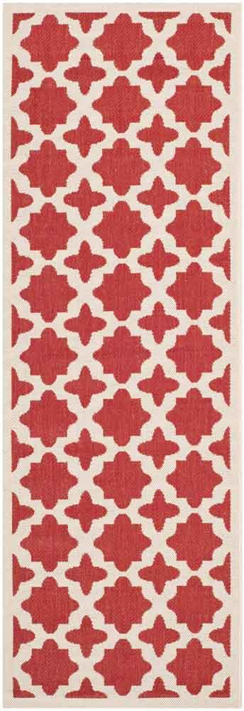  Safavieh Courtyard 6913 Indoor / Outdoor Rug - Red / Bone - Bonton