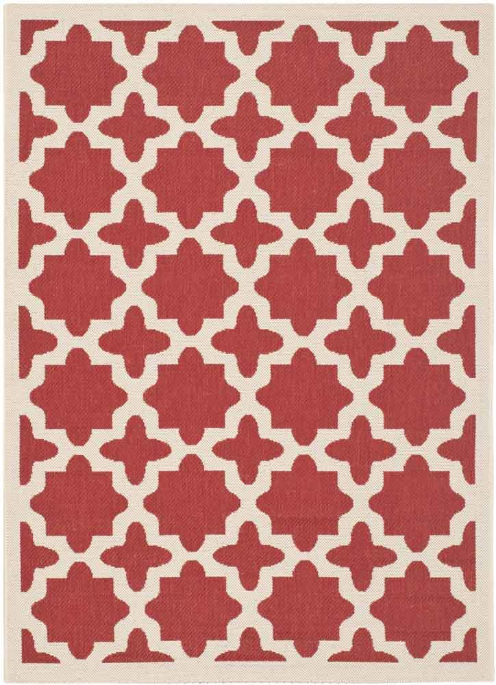  Safavieh Courtyard 6913 Indoor / Outdoor Rug - Red / Bone - Bonton