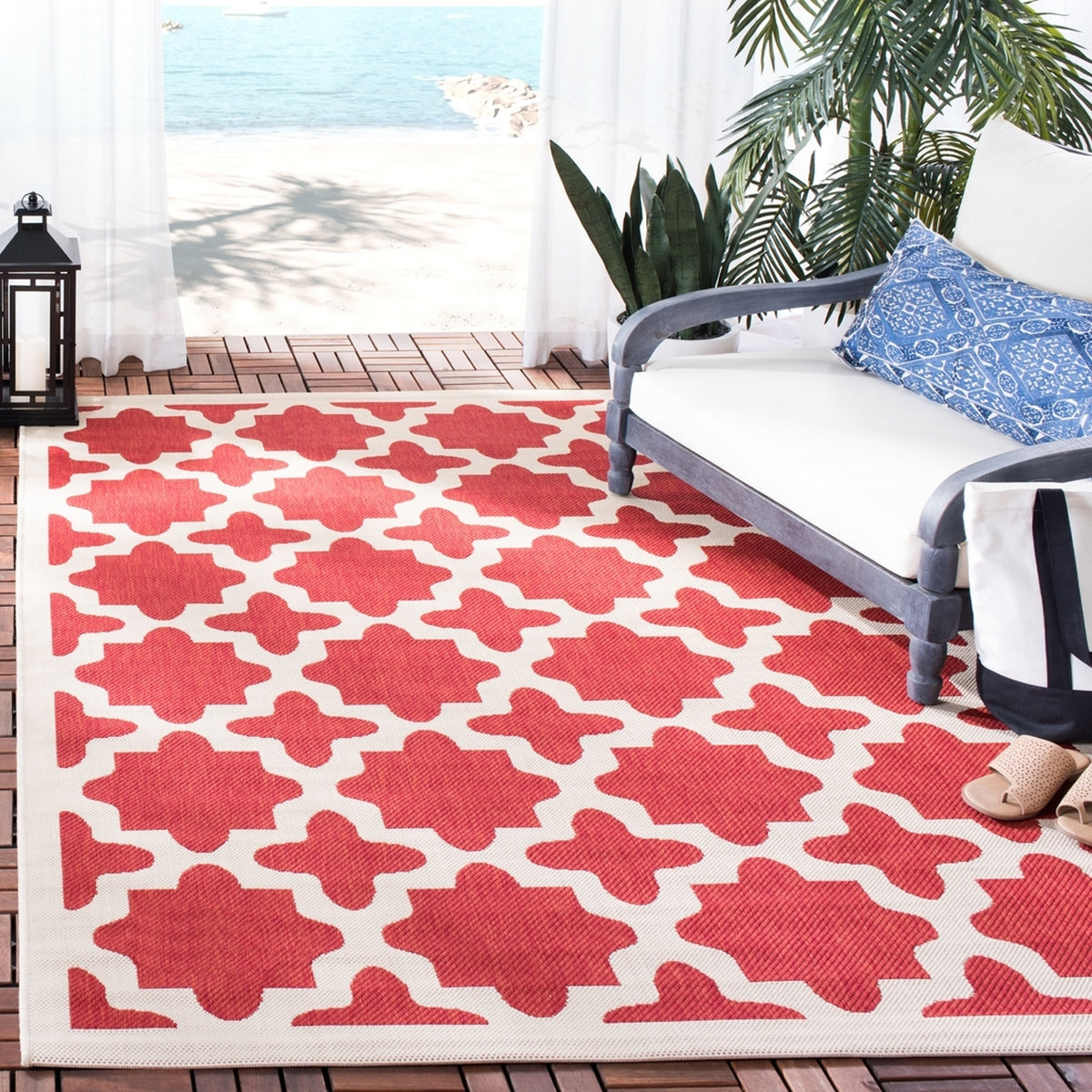  Safavieh Courtyard 6913 Indoor / Outdoor Rug - Navy / Beige - Bonton