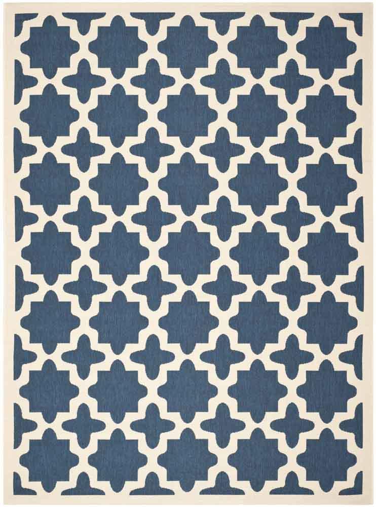  Safavieh Courtyard 6913 Indoor / Outdoor Rug - Navy / Beige - Bonton