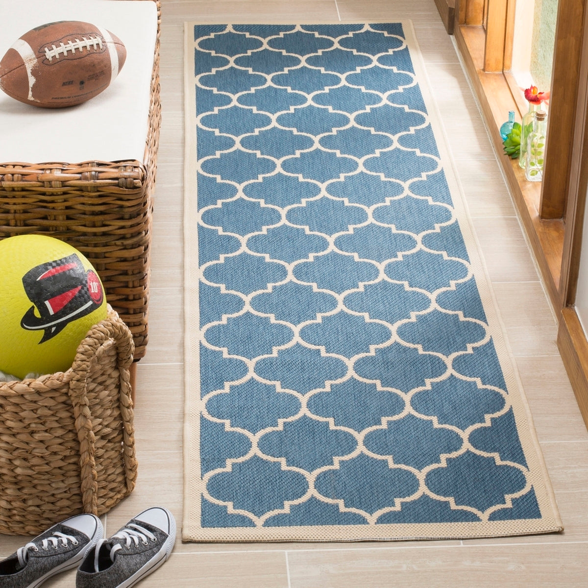  Safavieh Courtyard 6914 Indoor / Outdoor Rug - Navy / Beige - Bonton