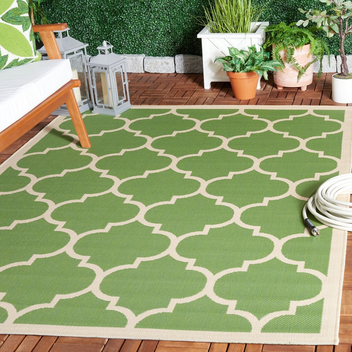  Safavieh Courtyard 6914 Indoor / Outdoor Rug - Green / Beige - Bonton