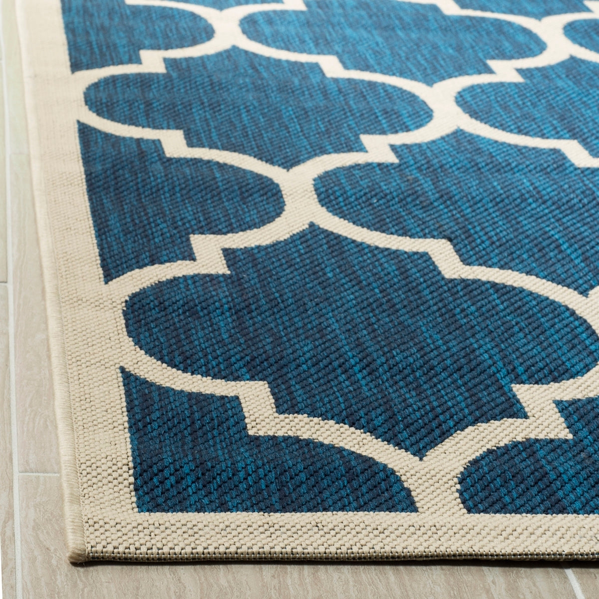  Safavieh Courtyard 6914 Indoor / Outdoor Rug - Navy / Beige - Bonton