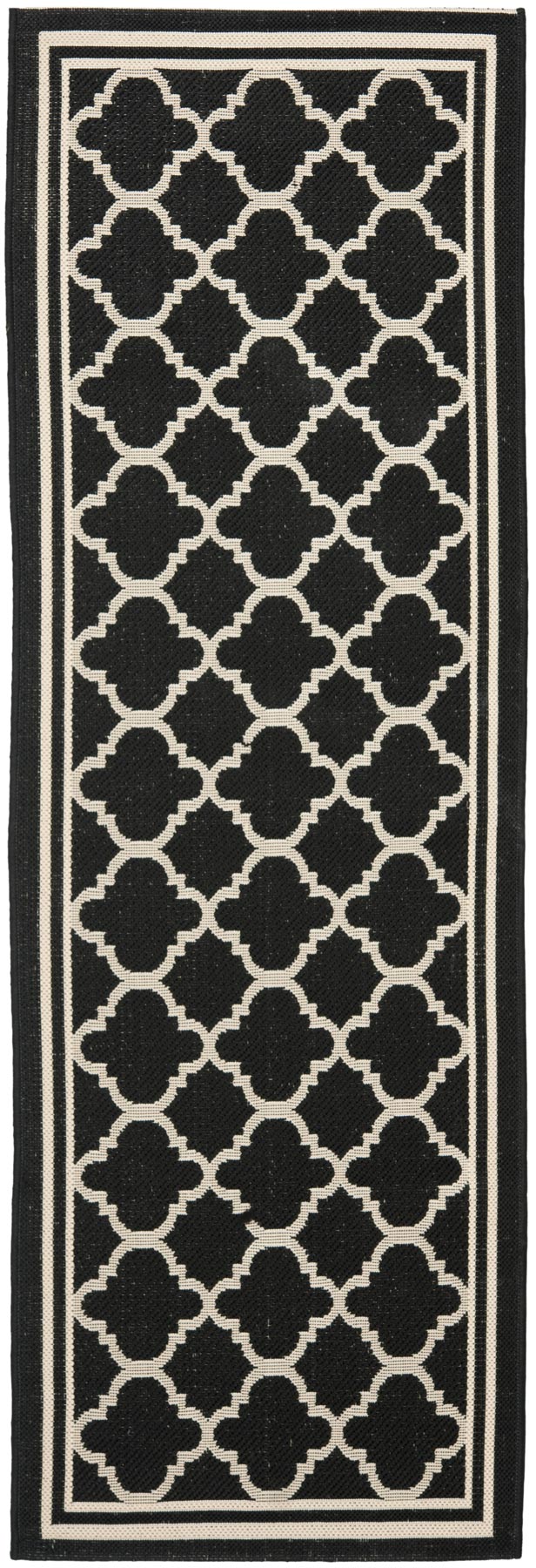  Safavieh Courtyard 6918 Indoor / Outdoor Rug - Anthracite / Beige - Bonton