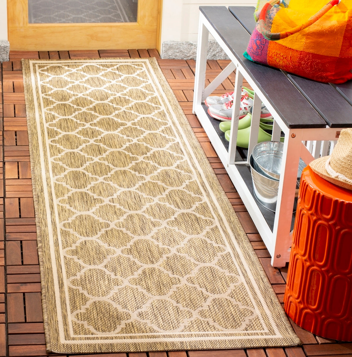  Safavieh Courtyard 6918 Indoor / Outdoor Rug - Gold / Beige - Bonton