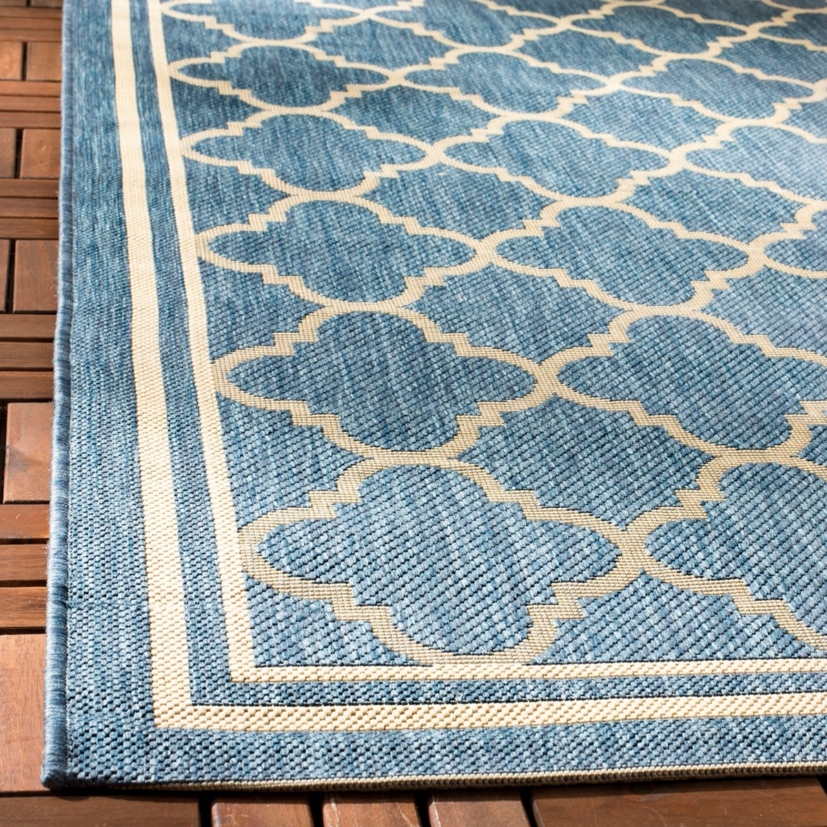  Safavieh Courtyard 6918 Indoor / Outdoor Rug - Blue / Beige - Bonton