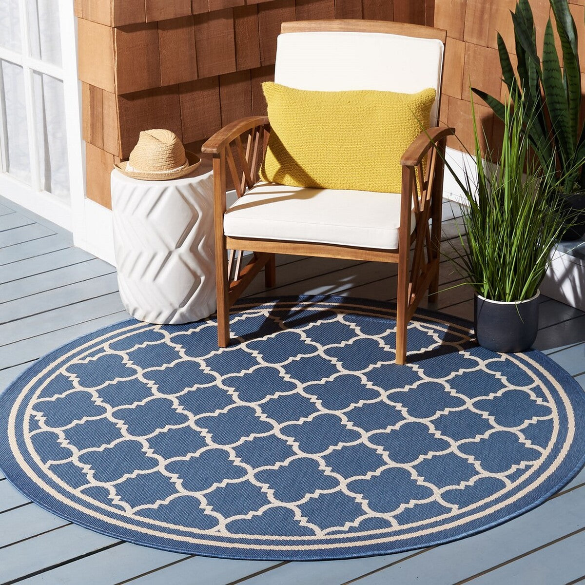  Safavieh Courtyard 6918 Indoor / Outdoor Rug - Anthracite / Beige - Bonton