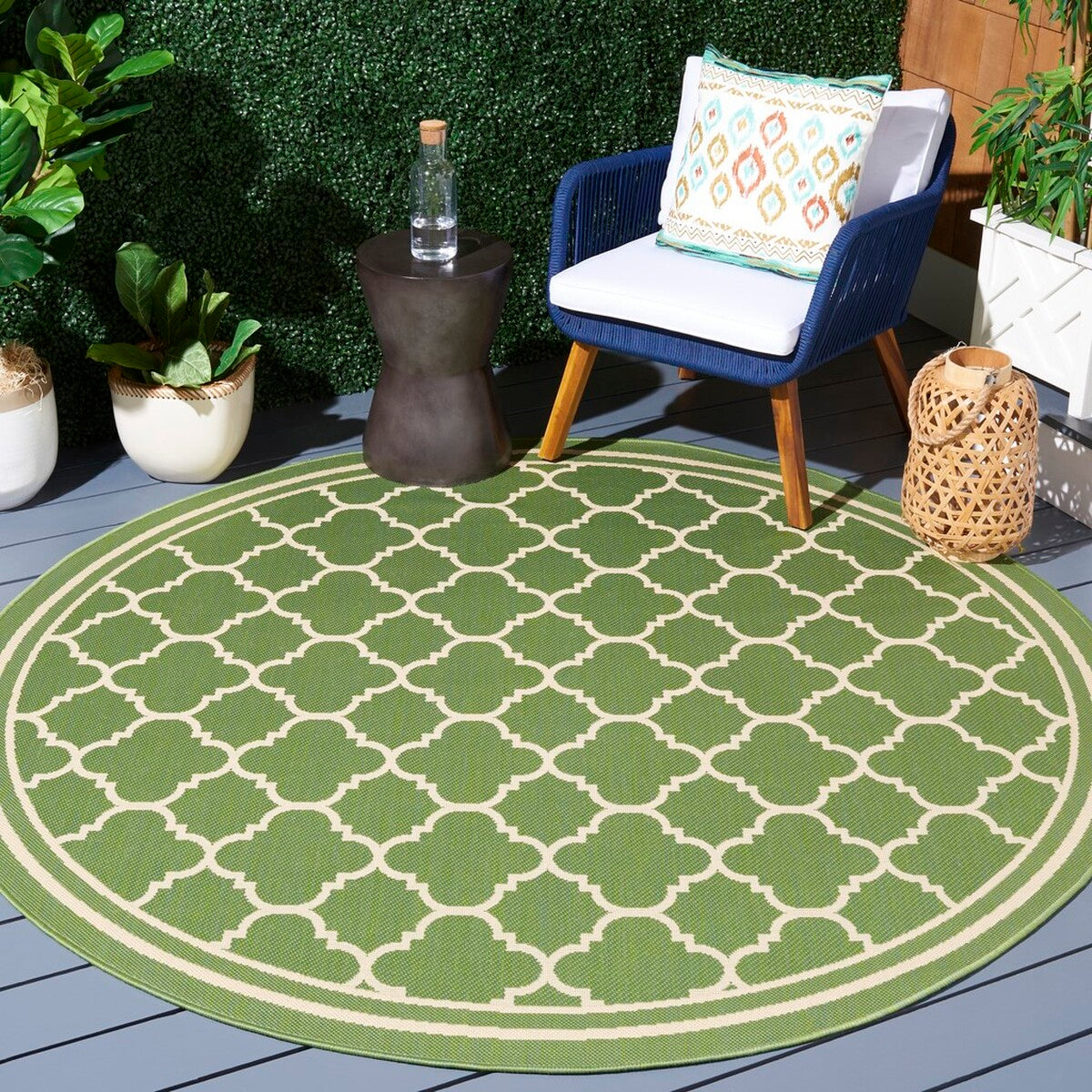  Safavieh Courtyard 6918 Indoor / Outdoor Rug - Anthracite / Beige - Bonton