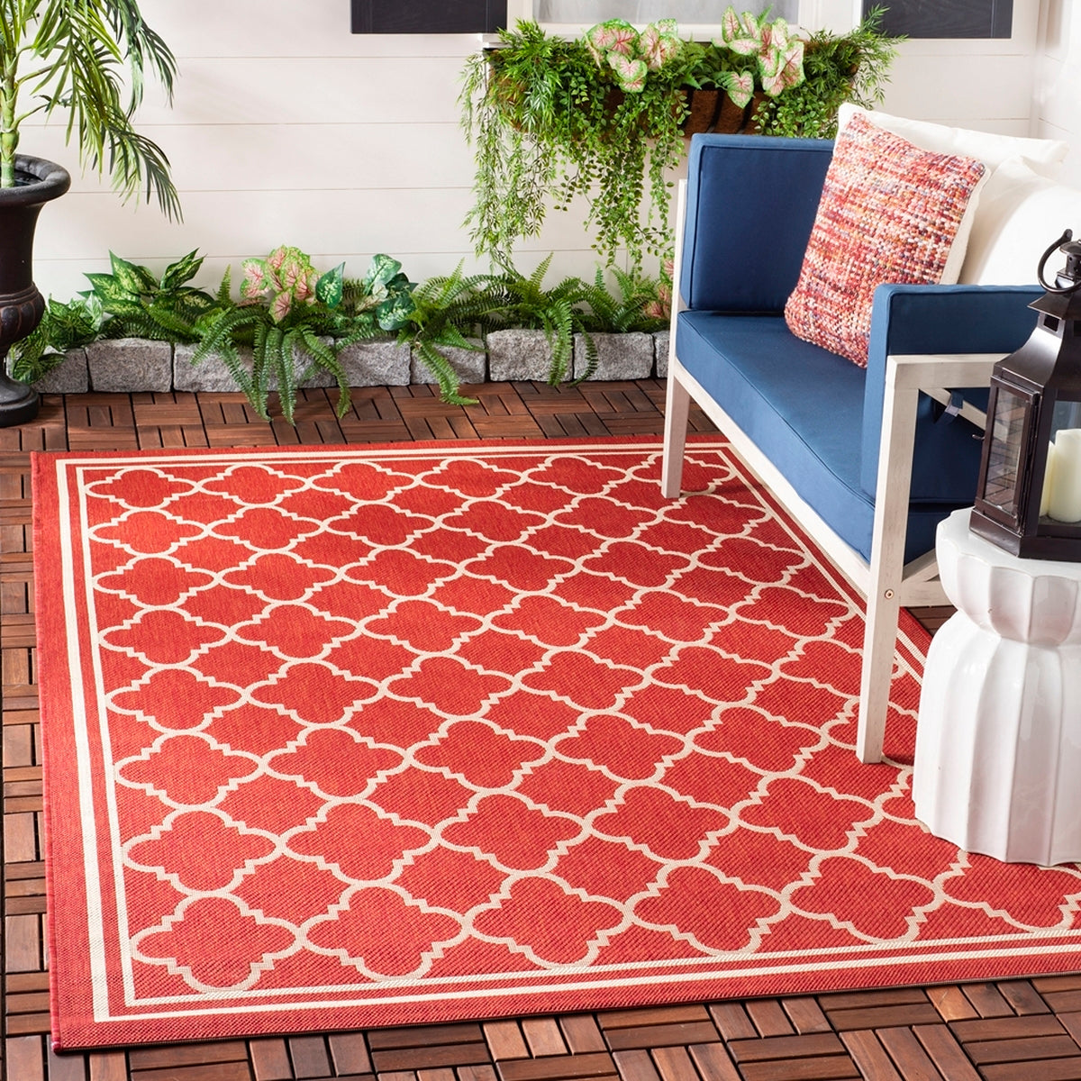  Safavieh Courtyard 6918 Indoor / Outdoor Rug - Anthracite / Beige - Bonton