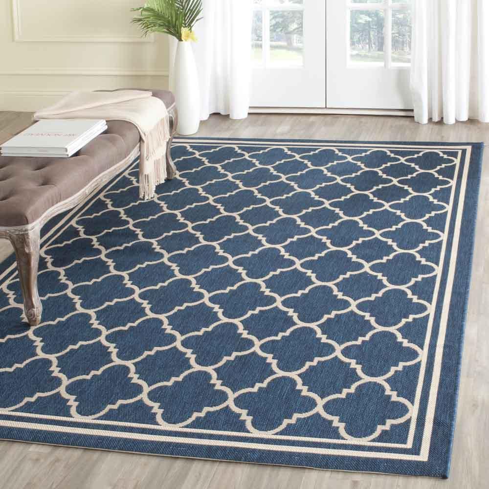  Safavieh Courtyard 6918 Indoor / Outdoor Rug - Anthracite / Beige - Bonton