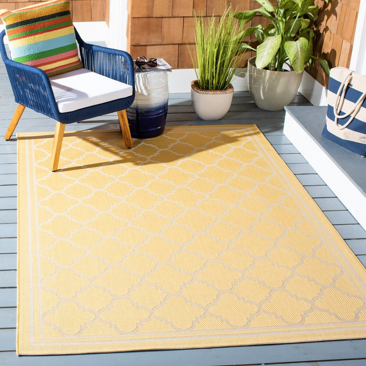  Safavieh Courtyard 6918 Indoor / Outdoor Rug - Anthracite / Beige - Bonton