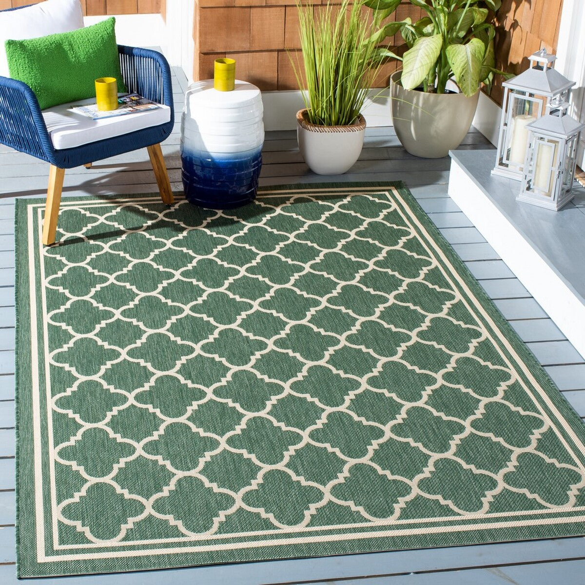  Safavieh Courtyard 6918 Indoor / Outdoor Rug - Anthracite / Beige - Bonton