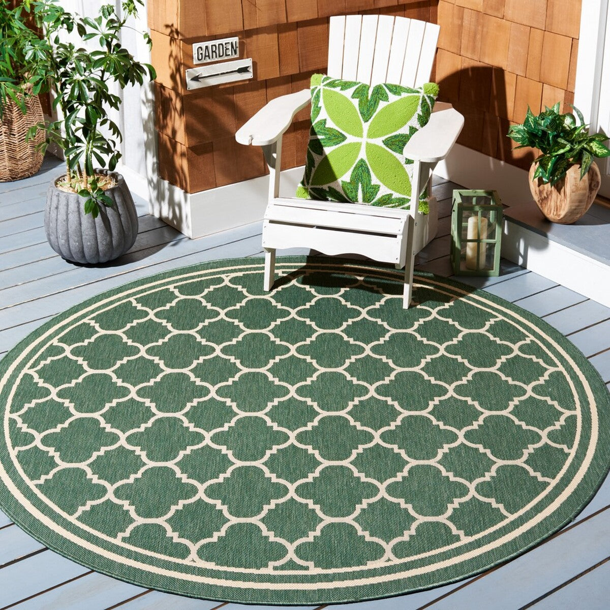  Safavieh Courtyard 6918 Indoor / Outdoor Rug - Anthracite / Beige - Bonton