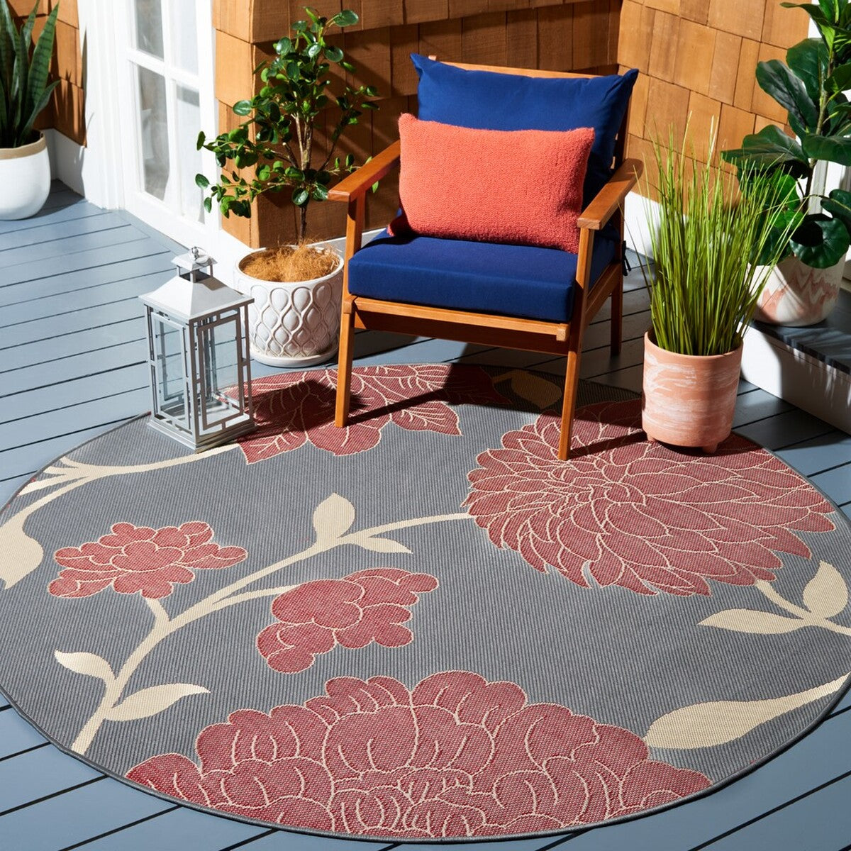  Safavieh Courtyard 7321 Indoor / Outdoor Rug - Beige / Blue - Bonton