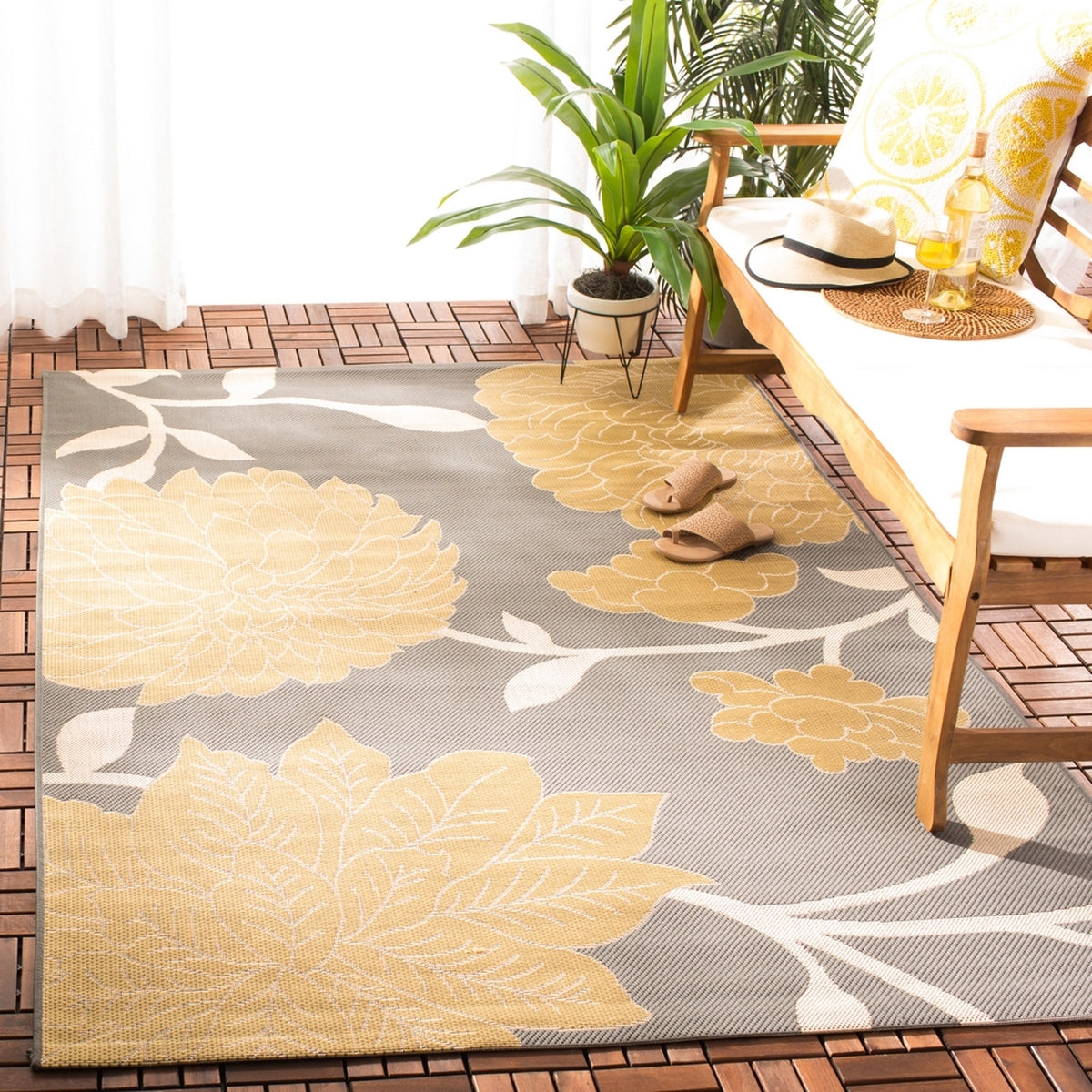  Safavieh Courtyard 7321 Indoor / Outdoor Rug - Beige / Blue - Bonton