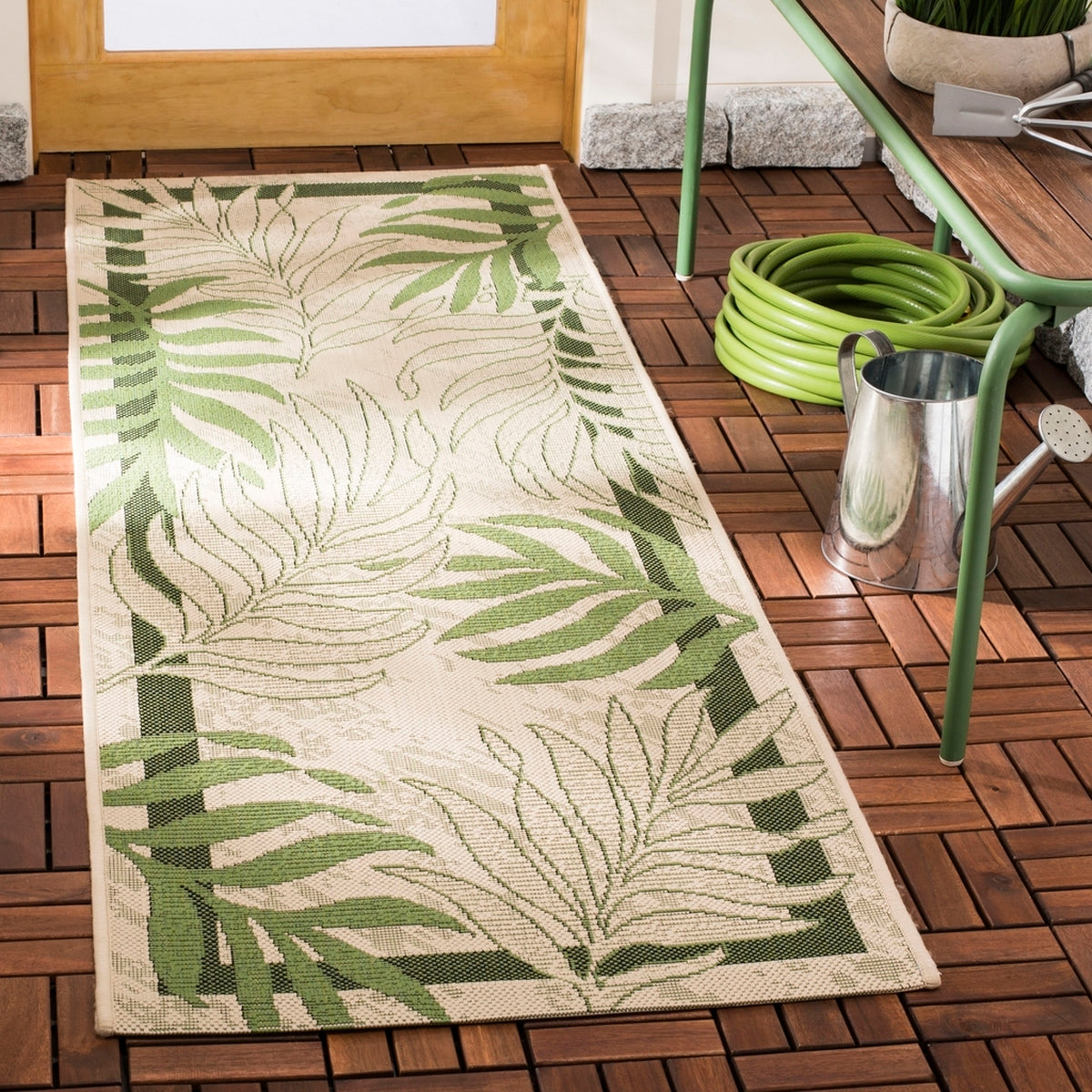  Safavieh Courtyard 7836 Indoor / Outdoor Rug - Cream / Green - Bonton