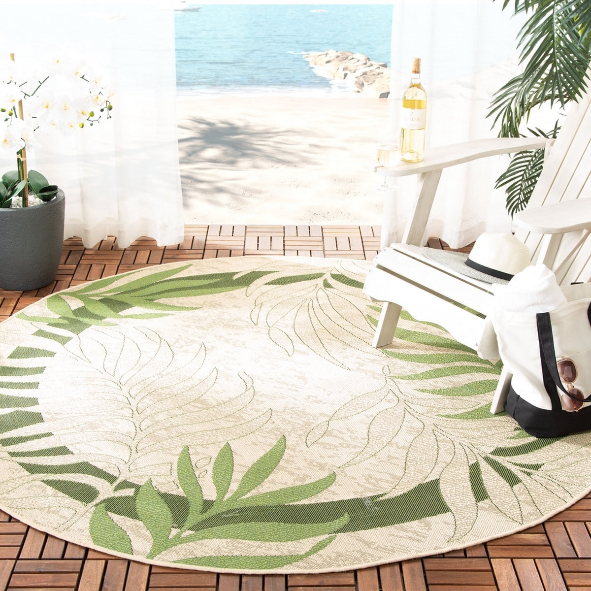  Safavieh Courtyard 7836 Indoor / Outdoor Rug - Cream / Green - Bonton