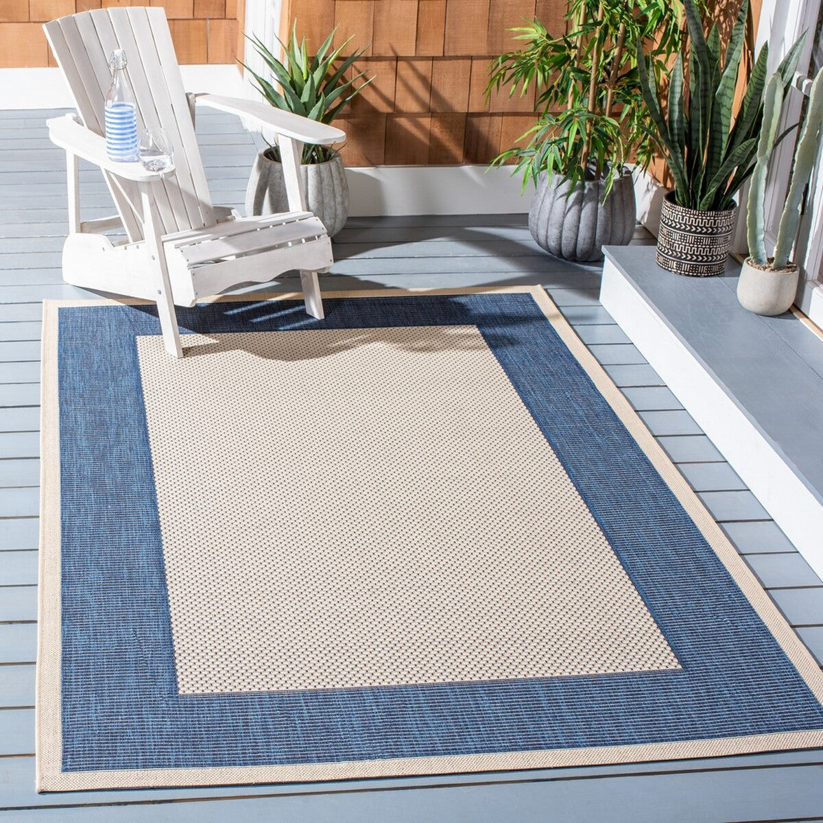  Safavieh Courtyard 7987 Indoor / Outdoor Rug - Beige / Dark Green - Bonton