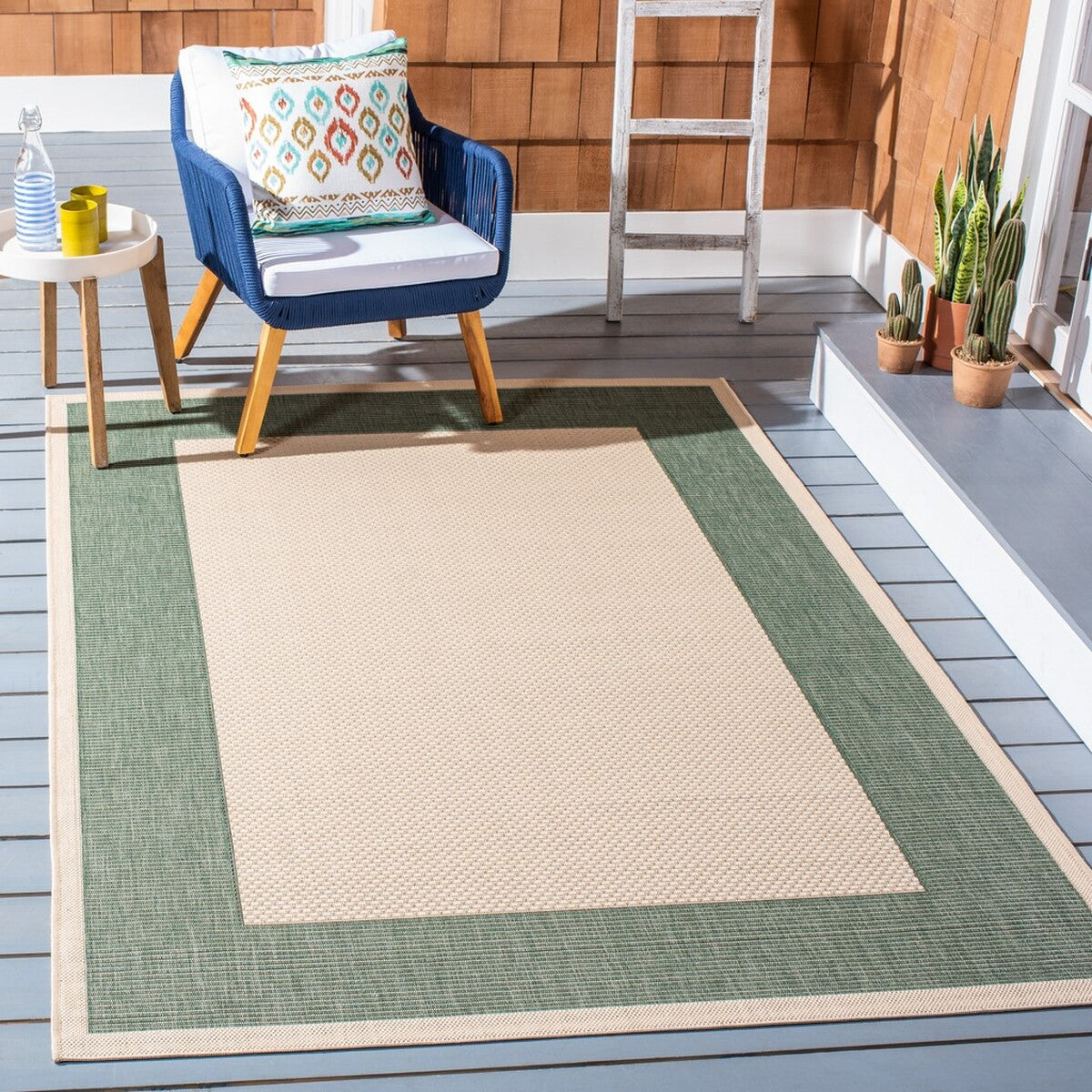  Safavieh Courtyard 7987 Indoor / Outdoor Rug - Beige / Dark Green - Bonton