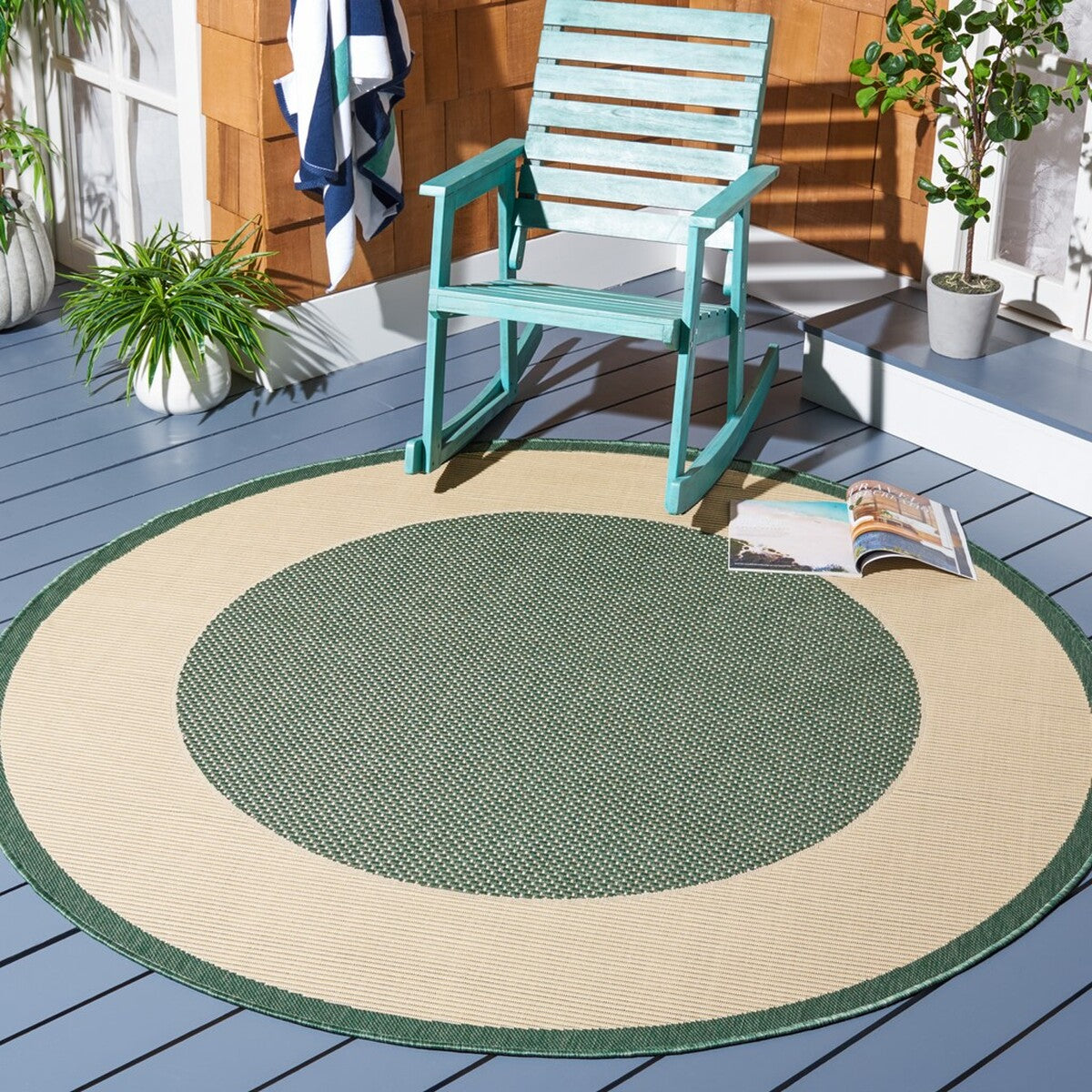  Safavieh Courtyard 7987 Indoor / Outdoor Rug - Navy / Beige - Bonton