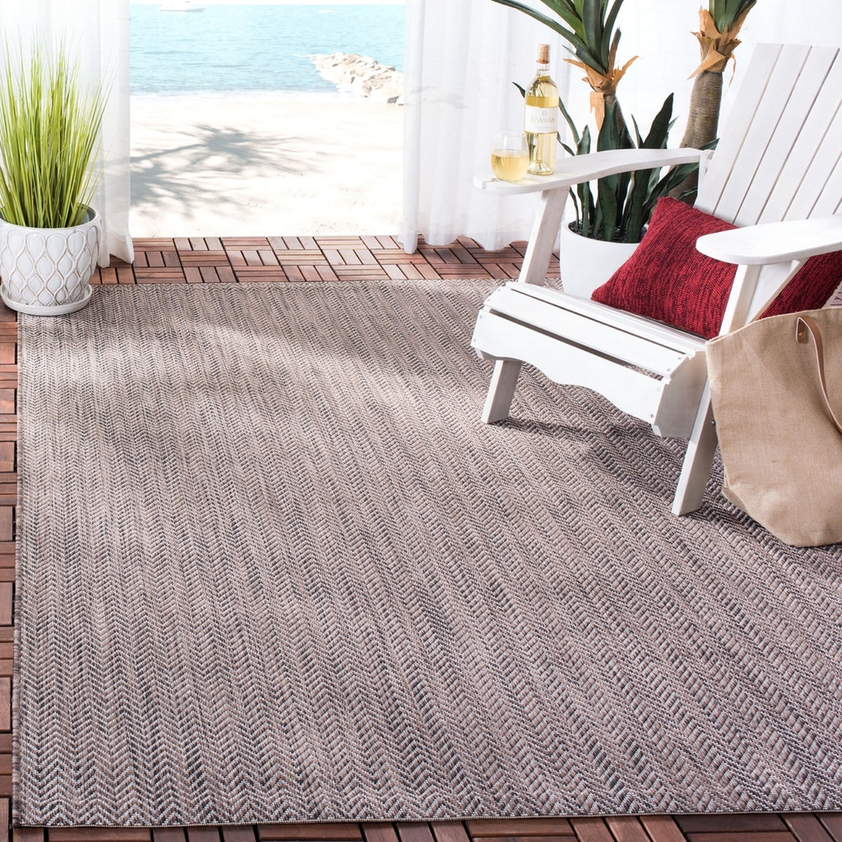  Safavieh Courtyard 8022 Indoor / Outdoor Rug - Dark Green / Beige - Bonton