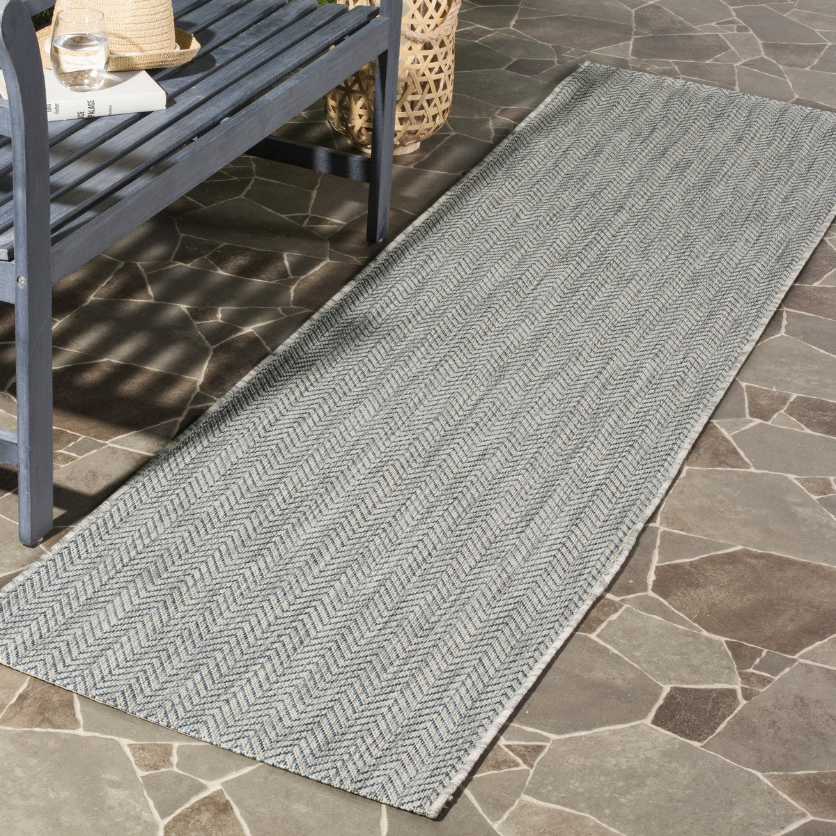  Safavieh Courtyard 8022 Indoor / Outdoor Rug - Grey / Navy - Bonton