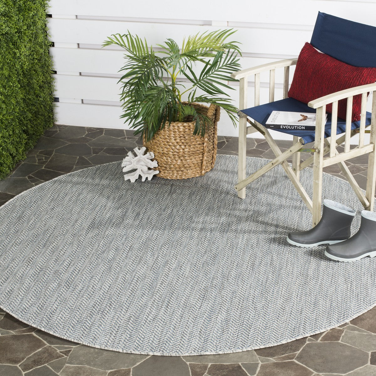  Safavieh Courtyard 8022 Indoor / Outdoor Rug - Grey / Navy - Bonton