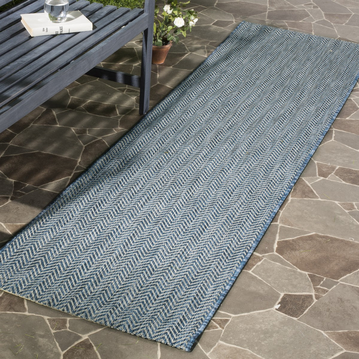  Safavieh Courtyard 8022 Indoor / Outdoor Rug - Grey / Navy - Bonton