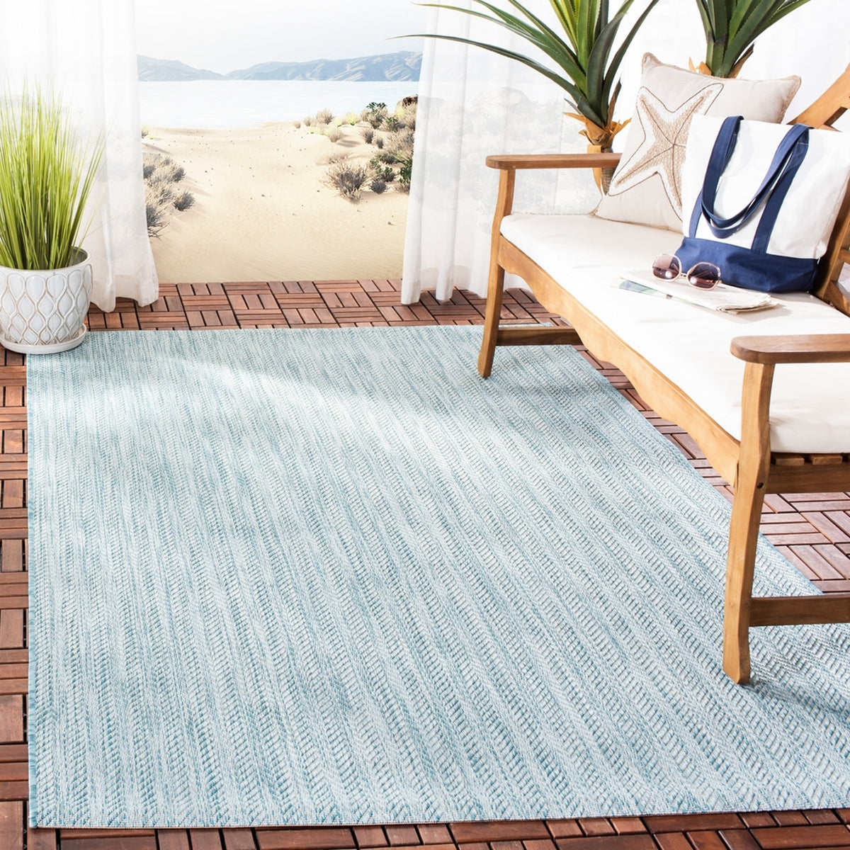  Safavieh Courtyard 8022 Indoor / Outdoor Rug - Grey / Navy - Bonton