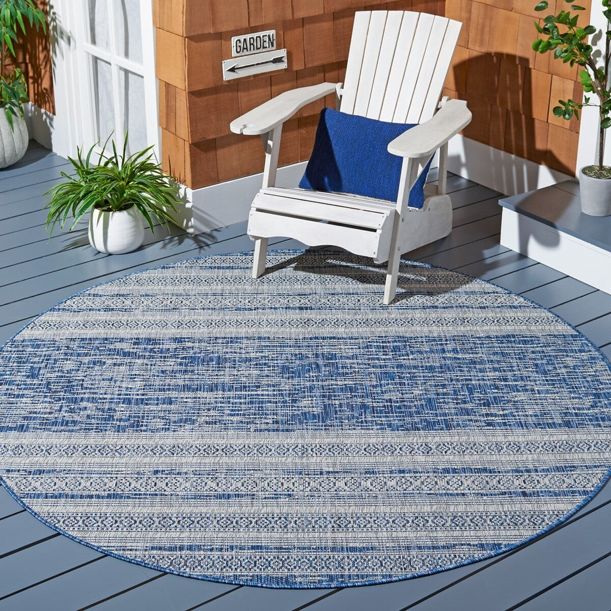  Safavieh Santorini Beach 1 Indoor / Outdoor Rug - Black / Light Grey - Bonton