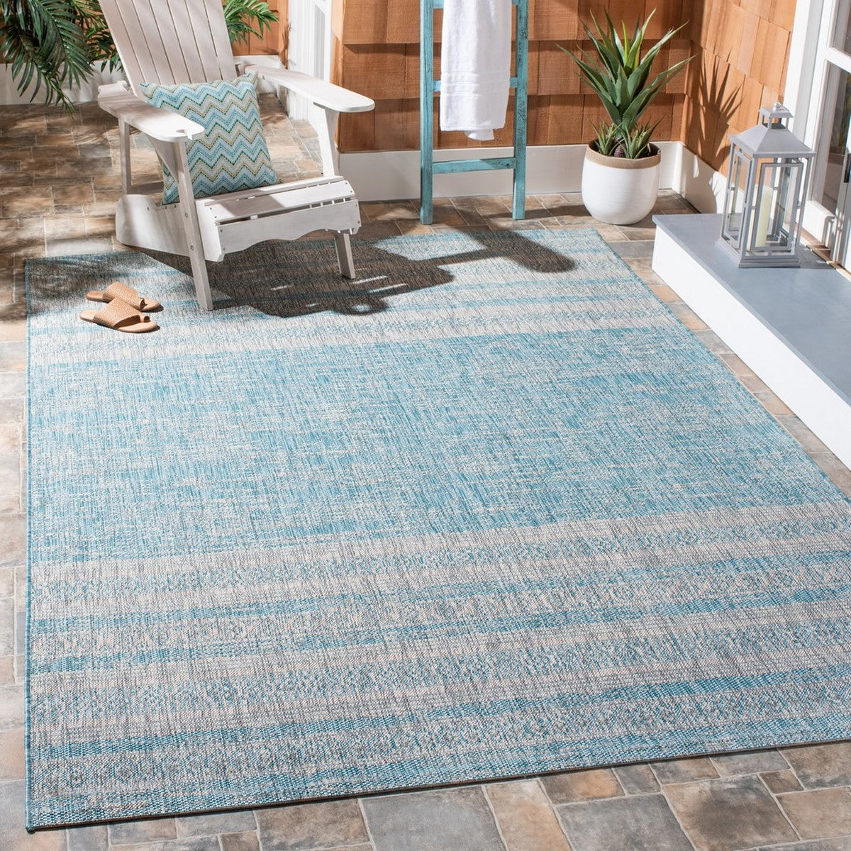  Safavieh Santorini Beach 1 Indoor / Outdoor Rug - Black / Light Grey - Bonton