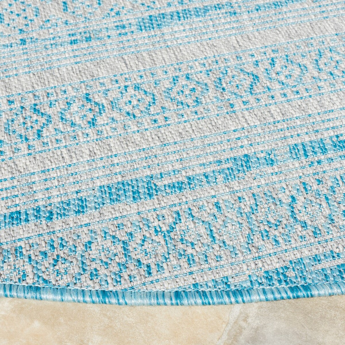  Safavieh Santorini Beach 1 Indoor / Outdoor Rug - Aqua / Grey - Bonton