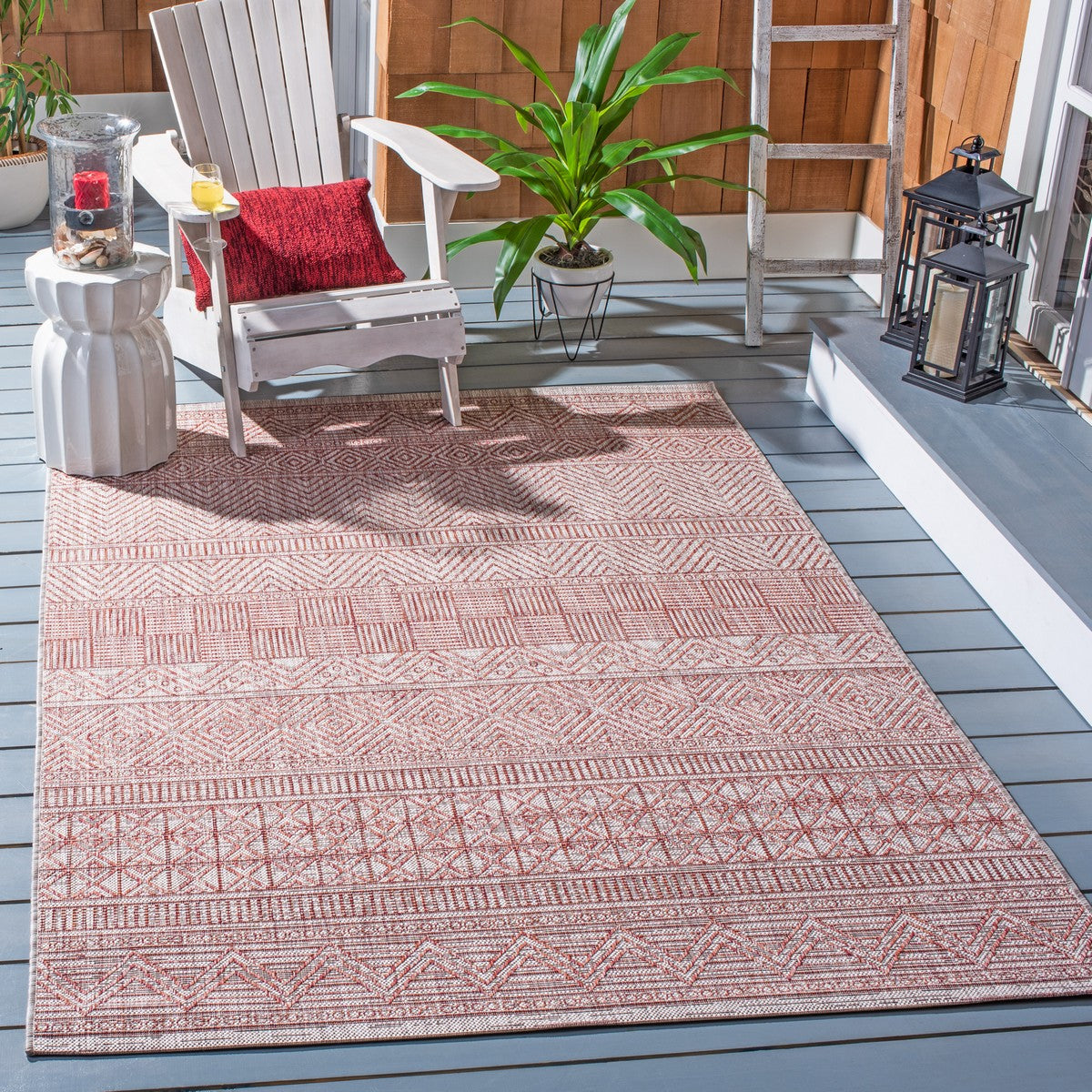  Safavieh Courtyard 8196 Indoor / Outdoor Rug - Beige / Green - Bonton