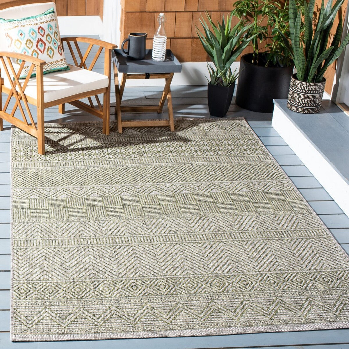  Safavieh Courtyard 8196 Indoor / Outdoor Rug - Grey / Olive Green - Bonton