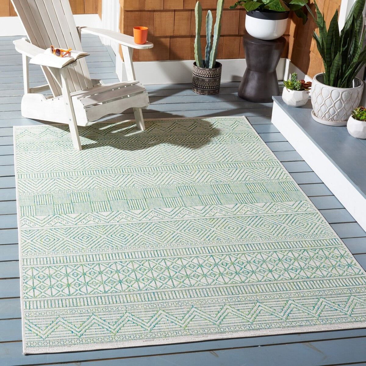  Safavieh Courtyard 8196 Indoor / Outdoor Rug - Grey / Olive Green - Bonton