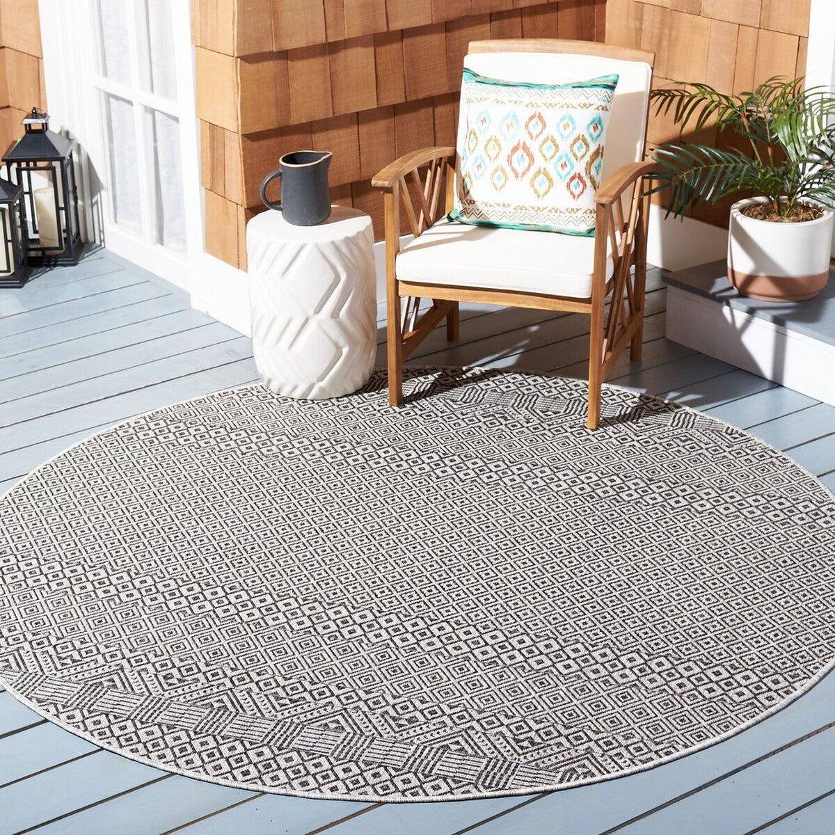  Safavieh Courtyard 8235 Indoor / Outdoor Rug - Aqua / Navy - Bonton