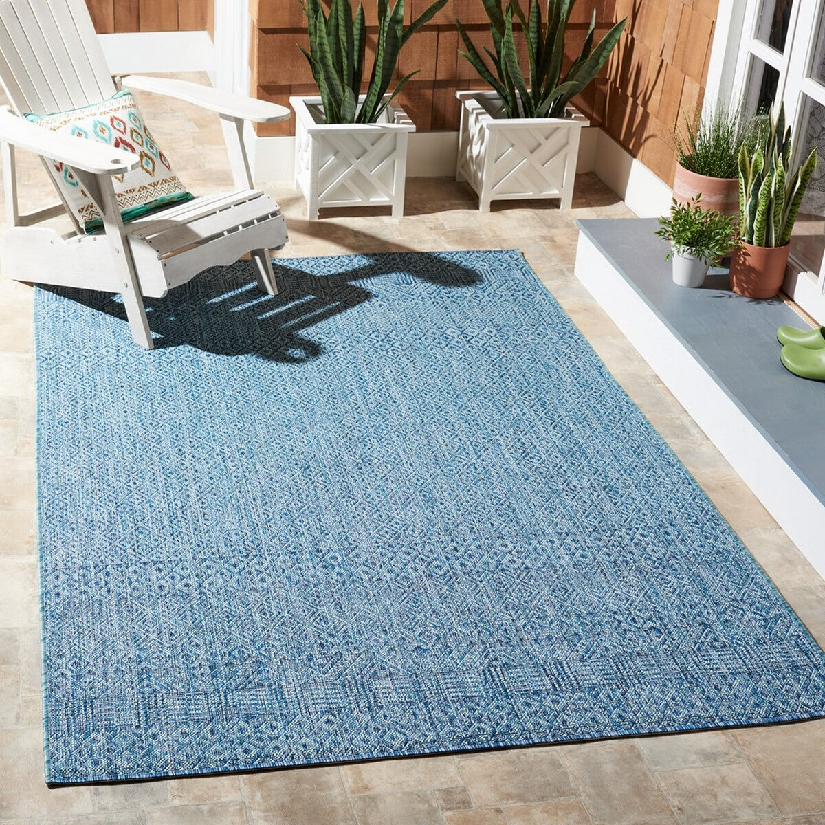  Safavieh Courtyard 8235 Indoor / Outdoor Rug - Aqua / Navy - Bonton